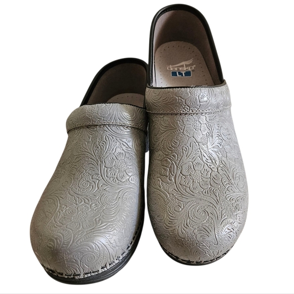 Dansko Shoes Womens 38 LT Pro Wedge Casual Clogs Gray Leather Comfort Slip On - Picture 5 of 8